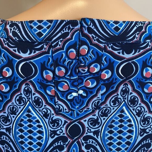 LOFT electric sapphire long sleeve baroque shift dress size XS - Picture 8 of 11